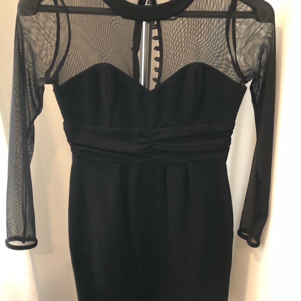Black dress with mesh sleeves